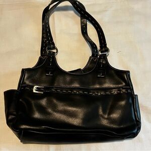 Black with tan stitching purse